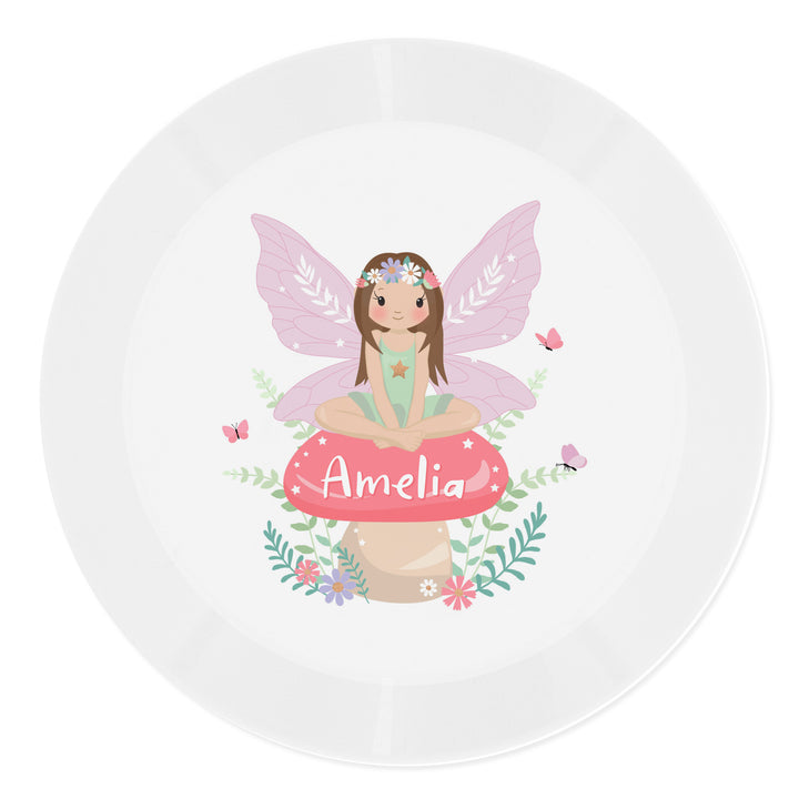 Personalised Toadstool Fairy Plastic Plate - part of the Gifts Finder Personalised Children's Plastic Plates collection