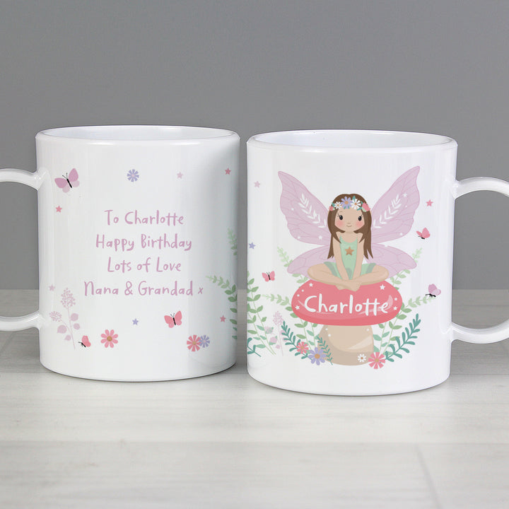 Personalised Toadstool Fairy Plastic Mug in gift category Personalised Mugs