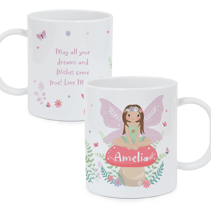 Personalised Toadstool Fairy Plastic Mug in gift category Personalised Mugs