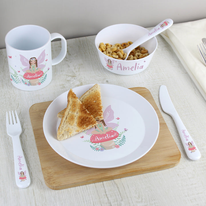 Personalised Toadstool Fairy Plastic Cutlery - part of the Gifts Finder Personalised Children's Cutlery Sets collection