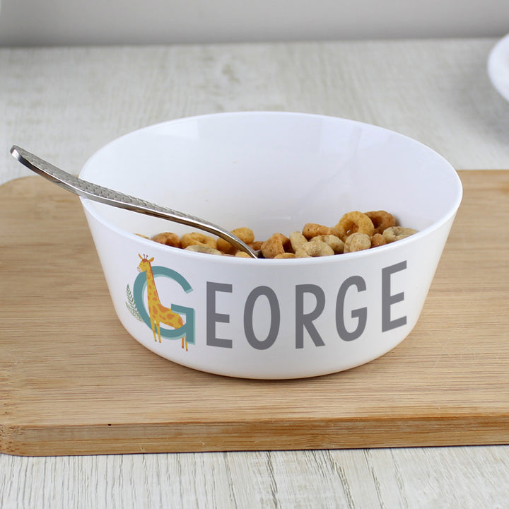 Personalised Animal Alphabet Plastic Bowl - part of the Gifts Finder Personalised Children's Plastic Bowls collection