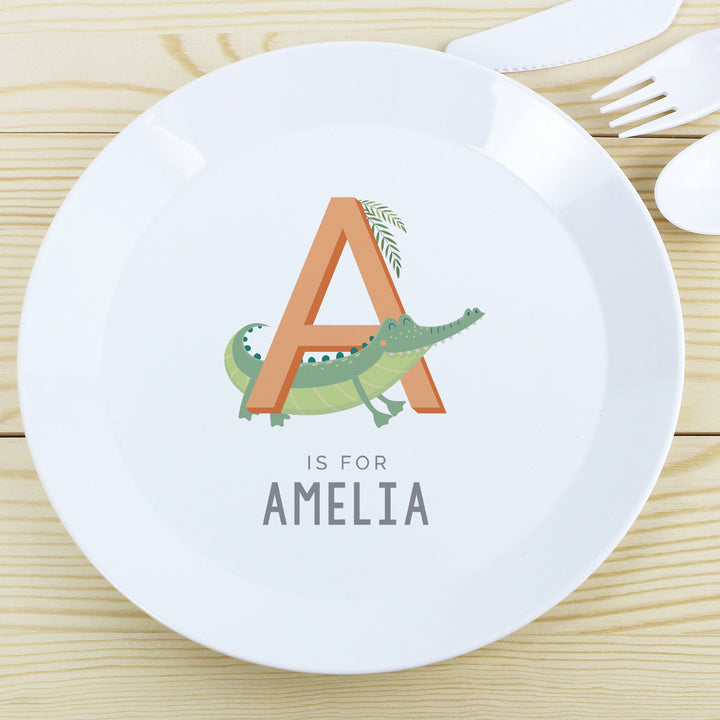 Buy Personalised Animal Alphabet Plastic Plate available now at www.giftsfinder.co.uk