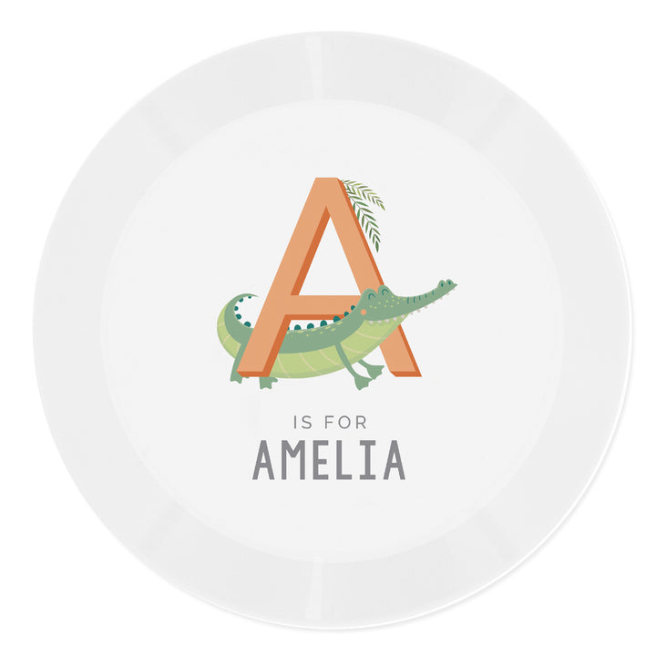 Buy Personalised Animal Alphabet Plastic Plate available now at www.giftsfinder.co.uk