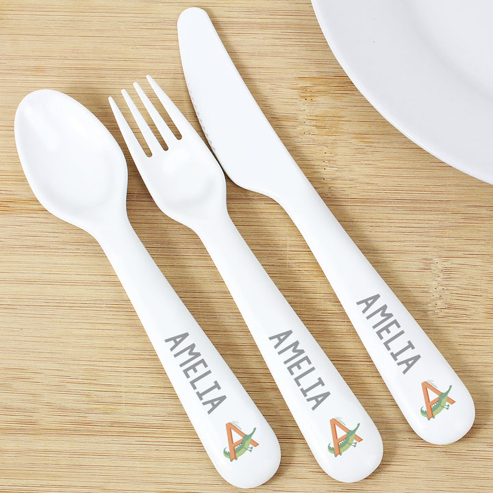 Buy Personalised Animal Alphabet Plastic Cutlery available now at www.giftsfinder.co.uk