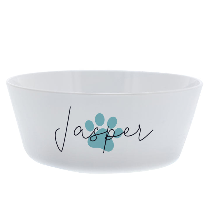 Buy Personalised Blue Pawprint Plastic Cat Bowl available now at www.giftsfinder.co.uk