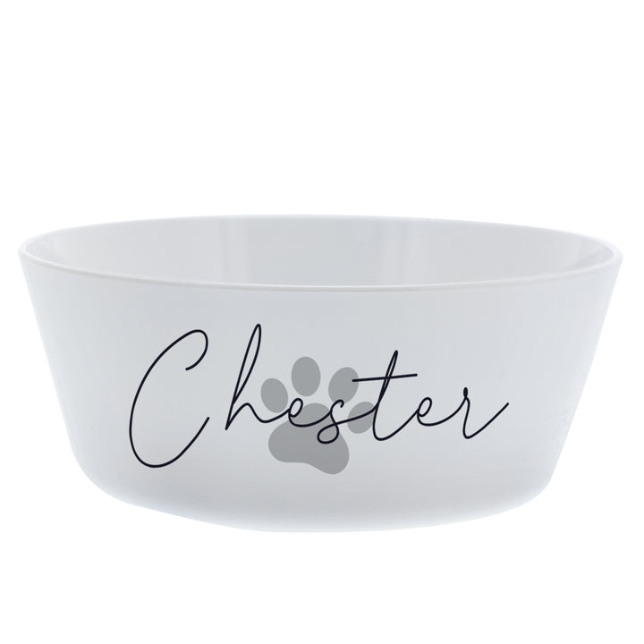 Personalised Grey Pawprint Name 14Cm Medium Pet Bowl For Dogs And Cats - part of the Gifts Finder Personalised Pet Bowls collection