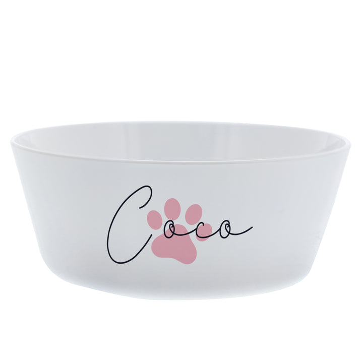 Buy Personalised Pink Paw Print Plastic Cat Bowl at www.giftsfinder.co.uk