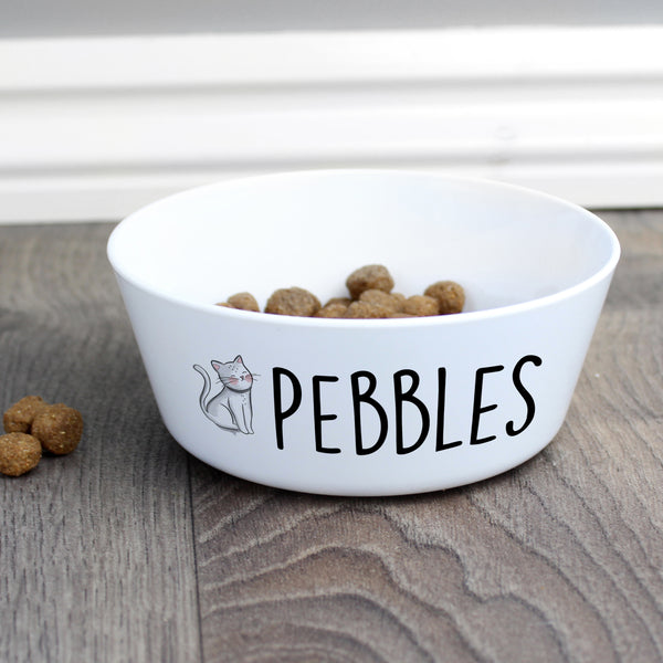 Personalised Scribble Cat Plastic Cat Bowl in gift category Personalised Pet Bowls