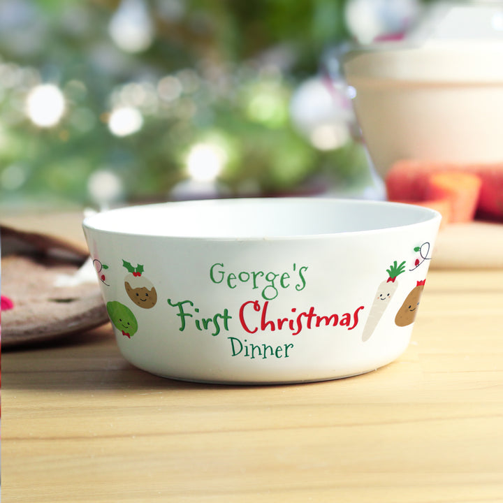 Buy Personalised 1st Christmas Dinner Plastic Bowl available now at www.giftsfinder.co.uk