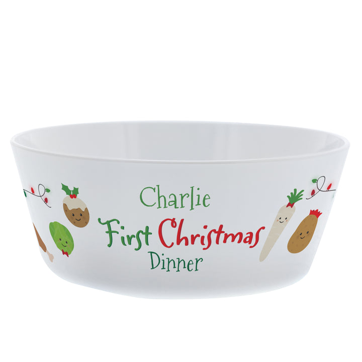 Buy Personalised 1st Christmas Dinner Plastic Bowl available now at www.giftsfinder.co.uk