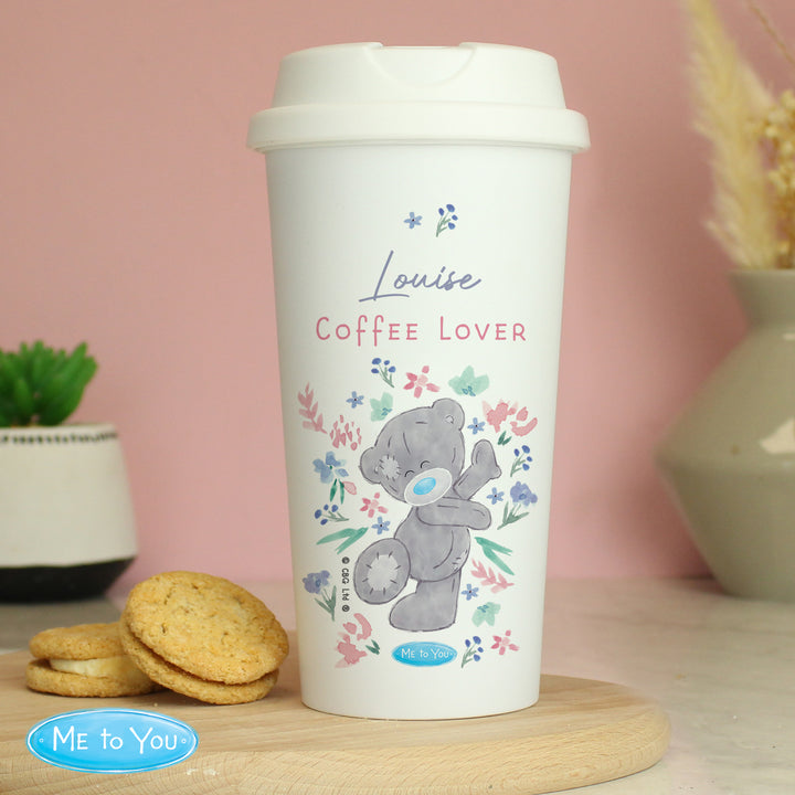 Personalised Me To You Floral Insulated Reusable Eco Travel Cup - part of the Gifts Finder Personalised Travel Cups & Mugs collection