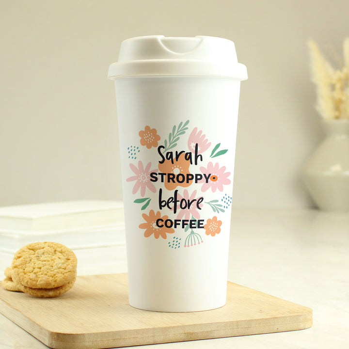 Buy Personalised Floral Travel Mug available now at www.giftsfinder.co.uk