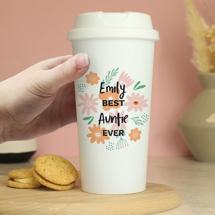 Buy Personalised Floral Travel Mug available now at www.giftsfinder.co.uk