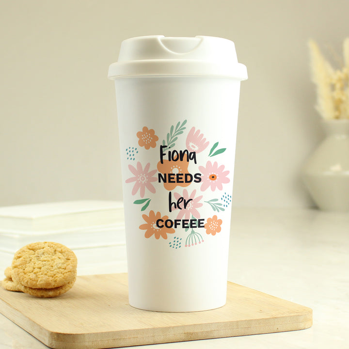 Buy Personalised Floral Travel Mug available now at www.giftsfinder.co.uk