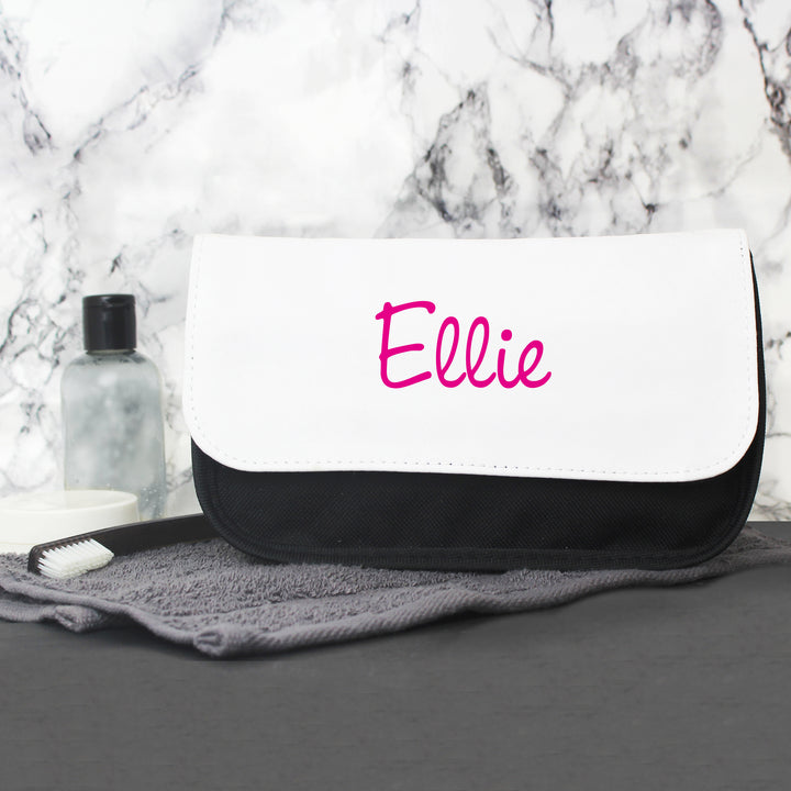 Buy Personalised Pink Name Island Make Up Bag at www.giftsfinder.co.uk