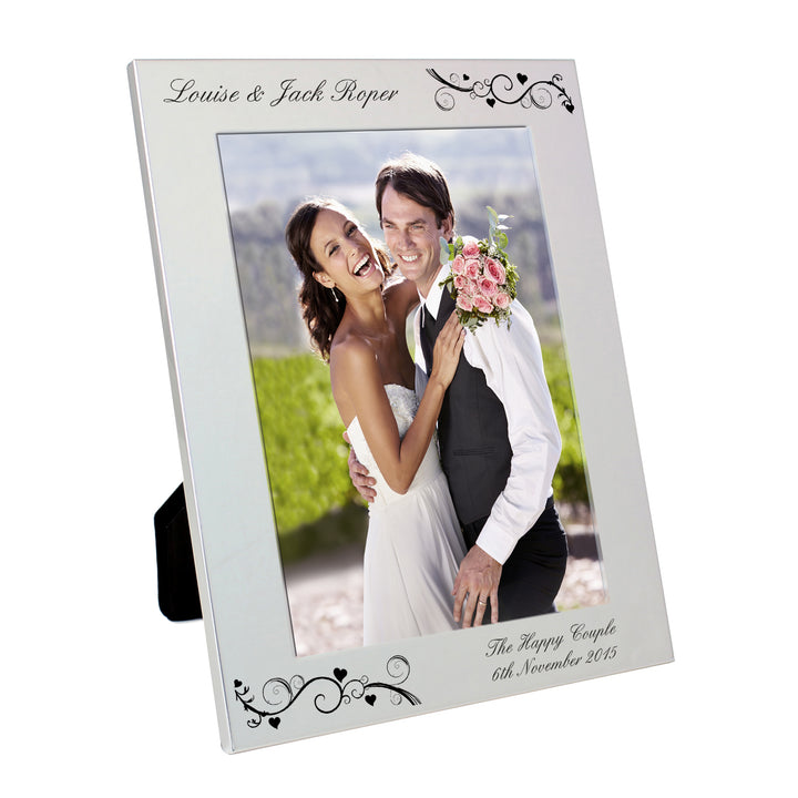 Personalised Silver 5x7 Black Swirl Photo Frame in gift category Personalised Photo Frames