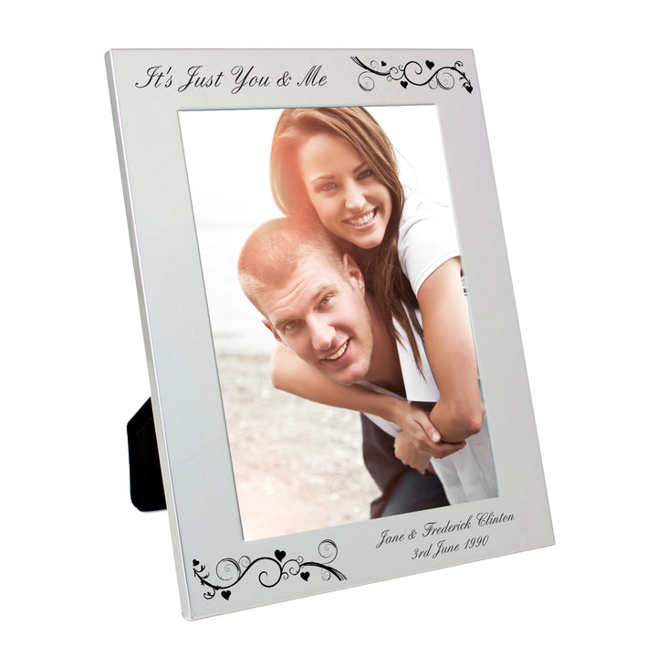 Personalised Silver 5x7 Black Swirl Photo Frame in gift category Personalised Photo Frames