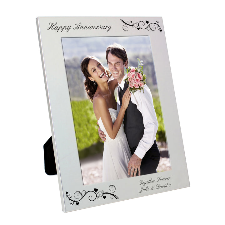 Personalised Silver 5x7 Black Swirl Photo Frame in gift category Personalised Photo Frames