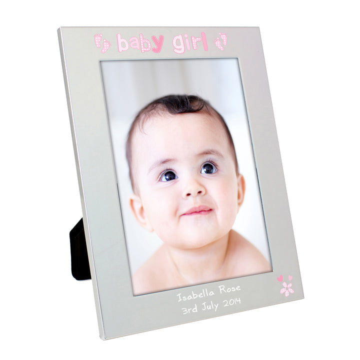 Personalised Silver 5x7 Baby Girl Photo Frame in gift category Personalised Photo Frames