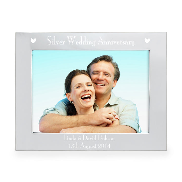 Personalised Silver Anniversary 5x7 Inch Landscape Photo Frame - part of the Gifts Finder Photo Frames, Albums and Guestbooks collection