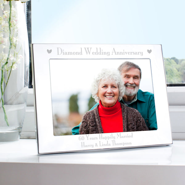 Buy Personalised Diamond Anniversary 5x7 Landscape Photo Frame available now at www.giftsfinder.co.uk