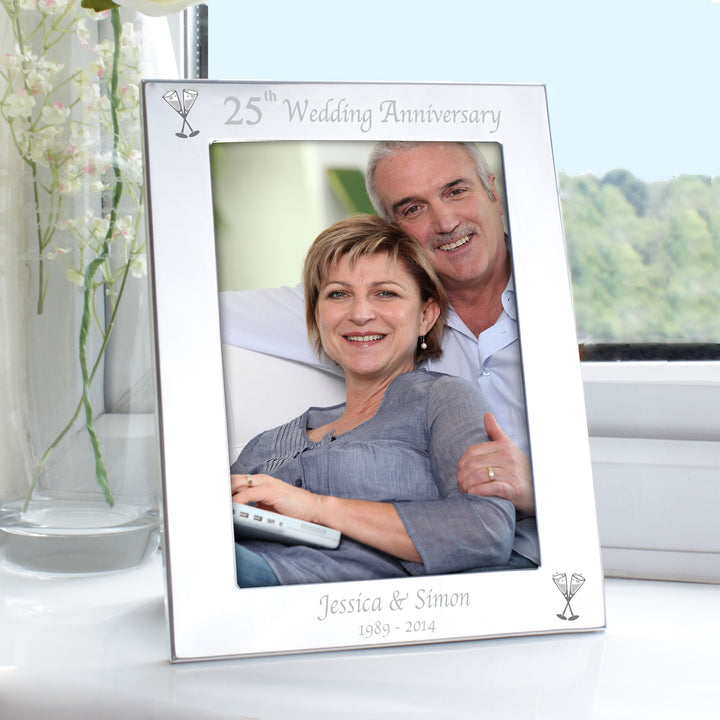 Personalised Silver 5x7 25th Wedding Anniversary Photo Frame in gift category Personalised Photo Frames