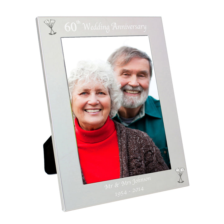 Personalised Silver 5x7 60th Wedding Anniversary Photo Frame in gift category Personalised Photo Frames