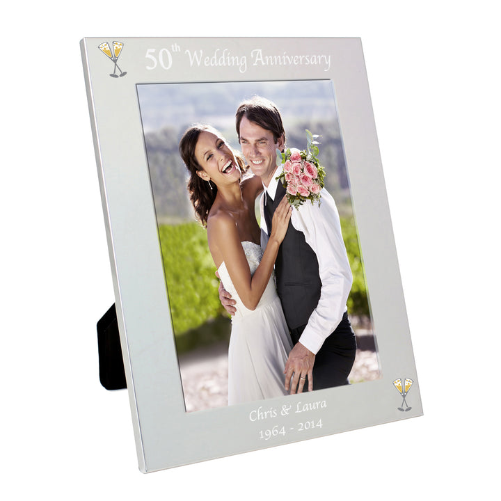 Personalised Silver 5x7 Inch 50th Wedding Anniversary Photo Frame - part of the Gifts Finder Personalised Photo Frames collection