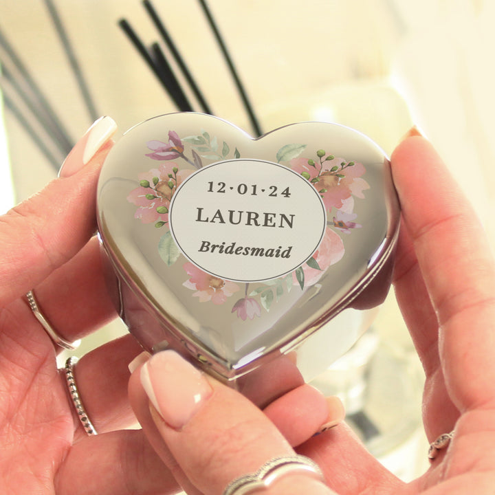 Buy Personalised Floral Watercolour Heart Trinket Box available now at www.giftsfinder.co.uk