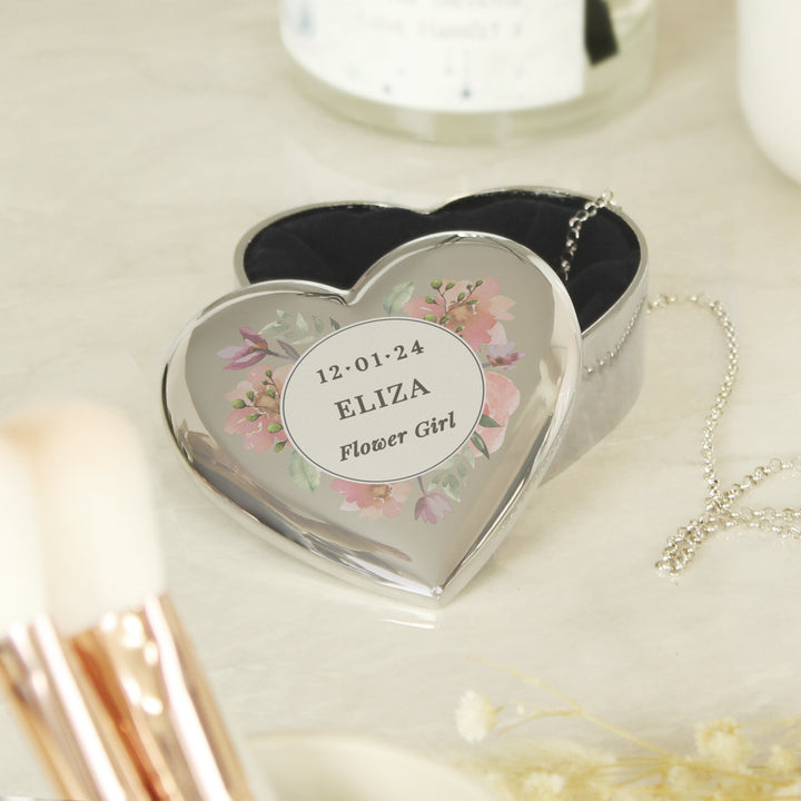 Buy Personalised Floral Watercolour Heart Trinket Box available now at www.giftsfinder.co.uk