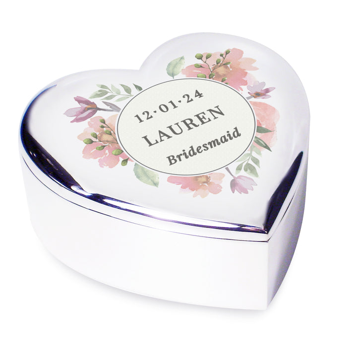 Buy Personalised Floral Watercolour Heart Trinket Box available now at www.giftsfinder.co.uk