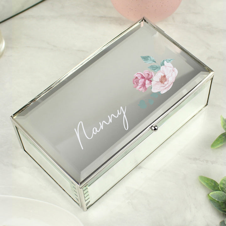 Buy Personalised Floral Mirrored Jewellery Box available now at www.giftsfinder.co.uk