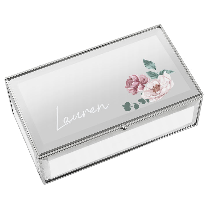 Buy Personalised Floral Mirrored Jewellery Box available now at www.giftsfinder.co.uk