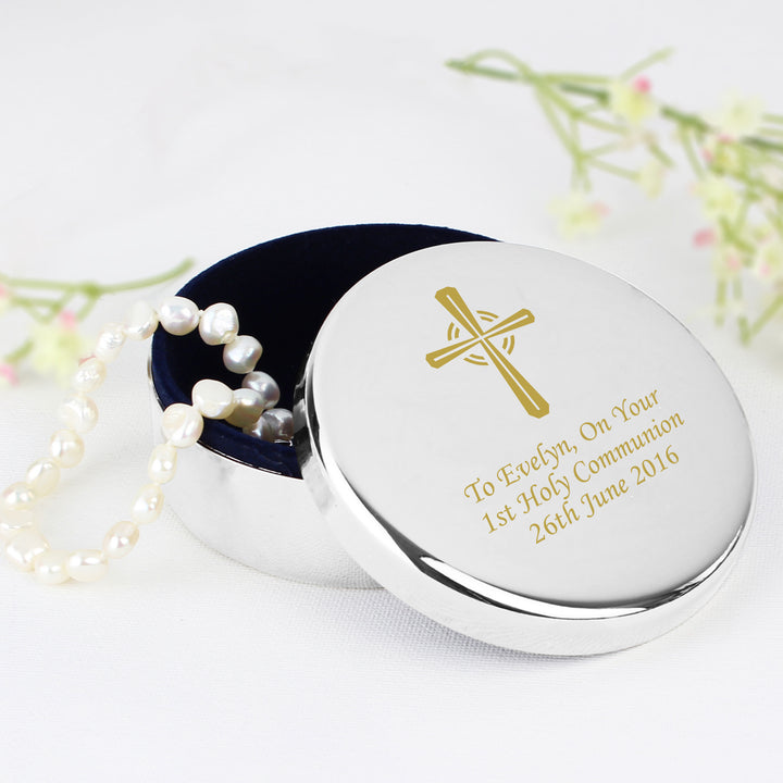 Buy Personalised Gold Cross Trinket Box - Ideal For Rosary Beads available now at www.giftsfinder.co.uk