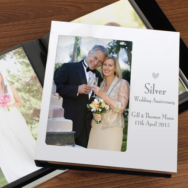 Buy Personalised Decorative Silver Anniversary 6x4 Photo Frame Album available now at www.giftsfinder.co.uk