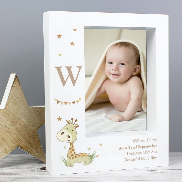 Buy Personalised Hessian Giraffe 5x7 Box Photo Frame at www.giftsfinder.co.uk