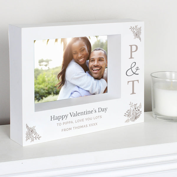 Buy Personalised Couples Initials 5x7 Landscape Box Photo Frame available now at www.giftsfinder.co.uk