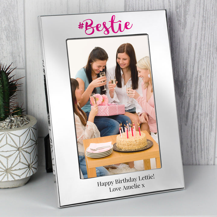 Personalised #Bestie 6x4 Inch Silver Photo Frame - part of the Gifts Finder Photo Frames, Albums and Guestbooks collection