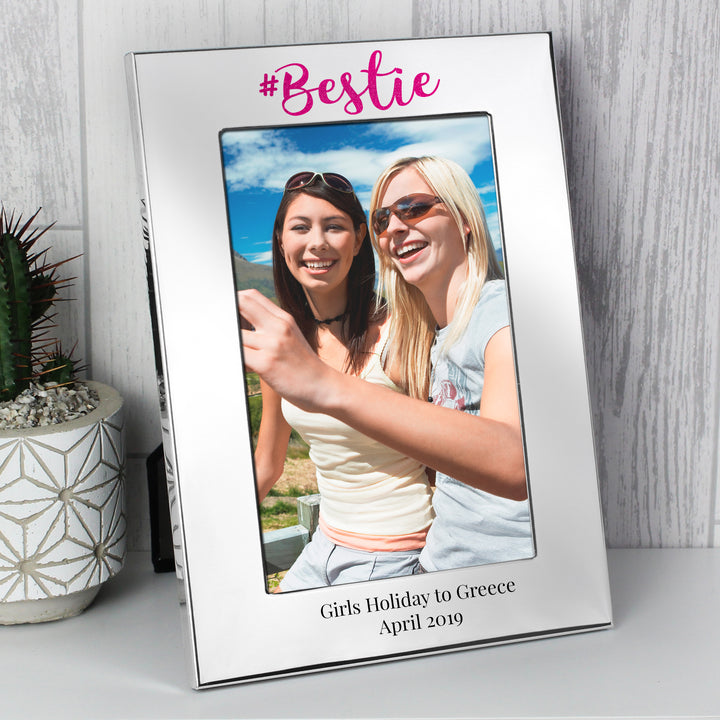 Personalised #Bestie 6x4 Inch Silver Photo Frame - part of the Gifts Finder Photo Frames, Albums and Guestbooks collection