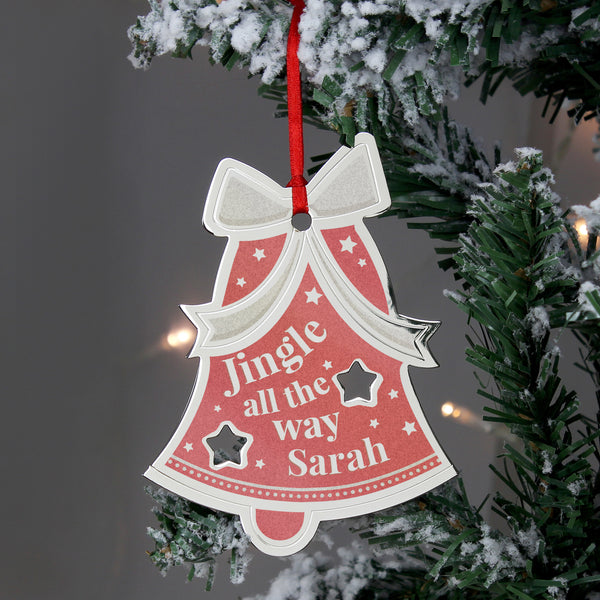 Buy Personalised Jingle All The Way Bell Metal Decoration at www.giftsfinder.co.uk