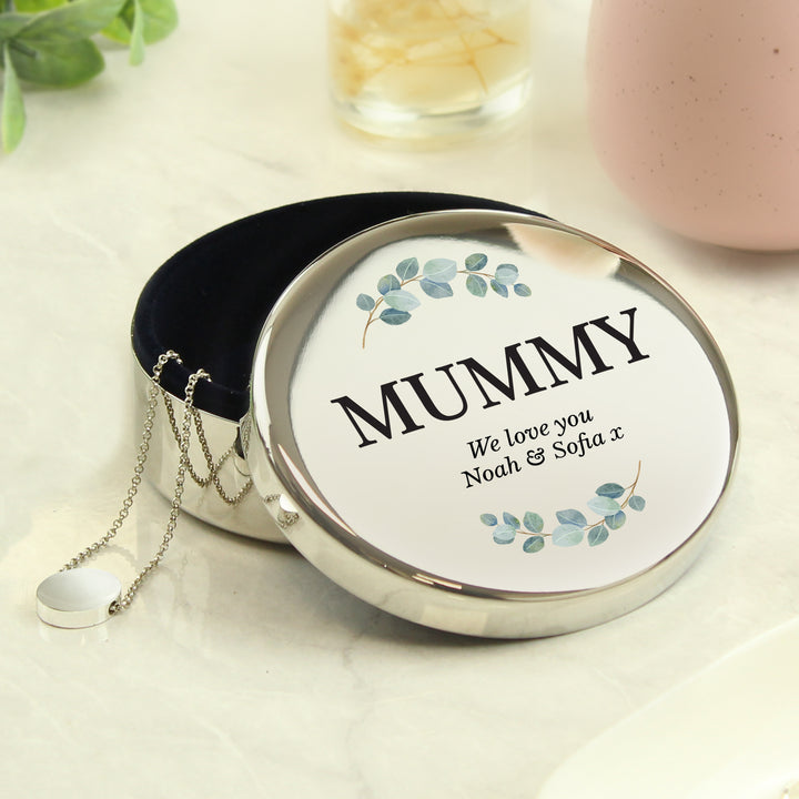 Buy Personalised Botanical Round Trinket Box available now at www.giftsfinder.co.uk