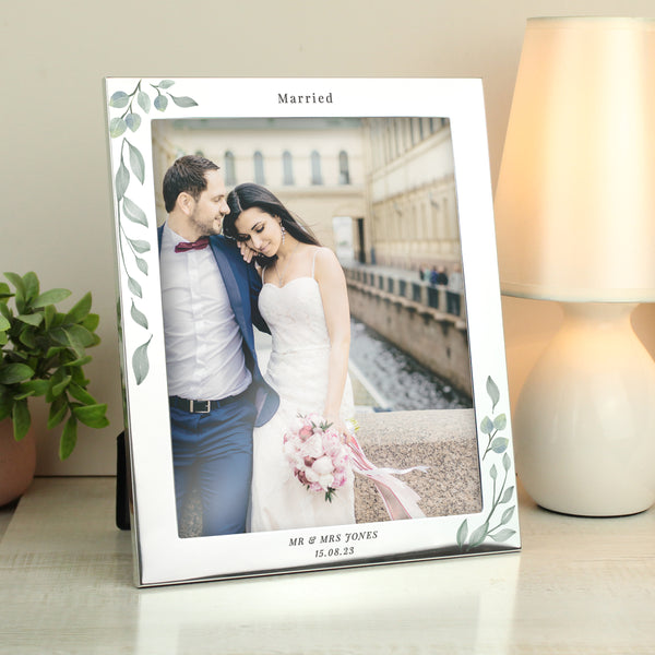 Buy Personalised Botanical 10x8 Silver Photo Frame available now at www.giftsfinder.co.uk