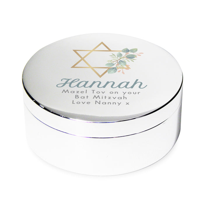 Buy Personalised Bat Mitzvah Round Trinket available now at www.giftsfinder.co.uk