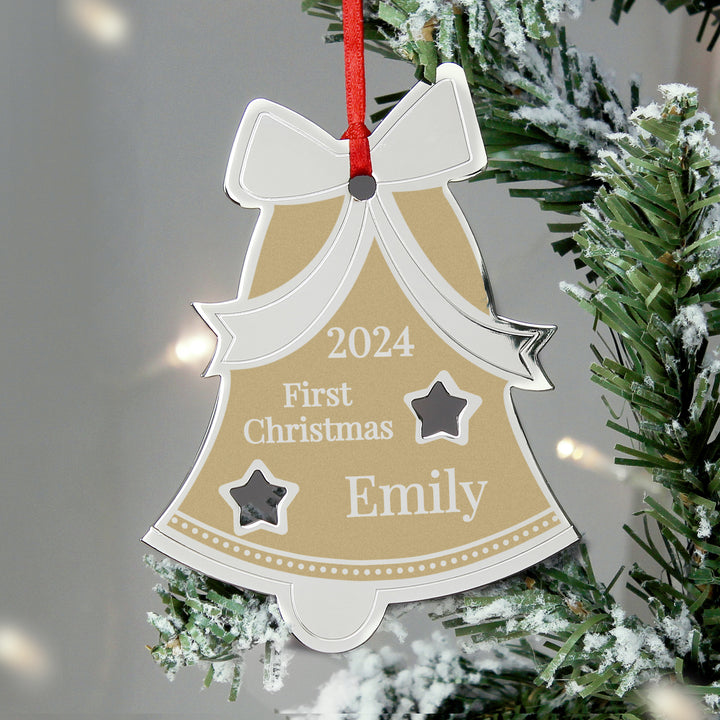 Buy Personalised Golden Christmas Bell Decoration available now at www.giftsfinder.co.uk