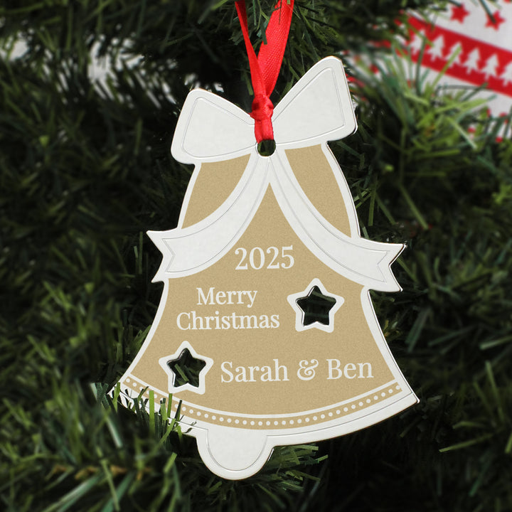 Buy Personalised Golden Christmas Bell Decoration available now at www.giftsfinder.co.uk