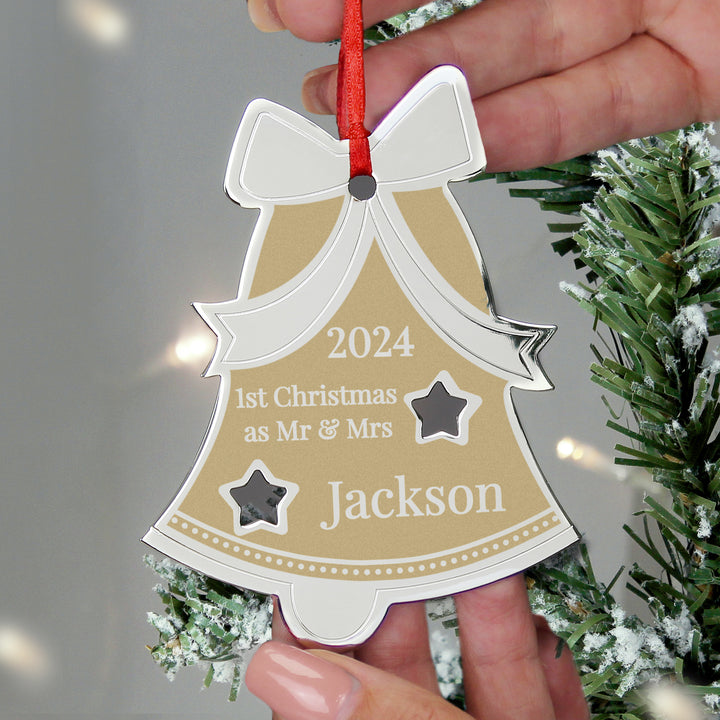 Buy Personalised Golden Christmas Bell Decoration available now at www.giftsfinder.co.uk