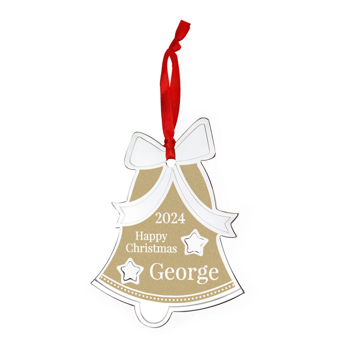 Buy Personalised Golden Christmas Bell Decoration available now at www.giftsfinder.co.uk