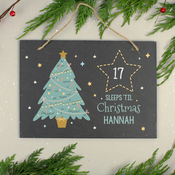 Personalised Christmas Chalk Countdown Hanging Large Slate Sign - part of the Personalised House Signs & Plaques collection