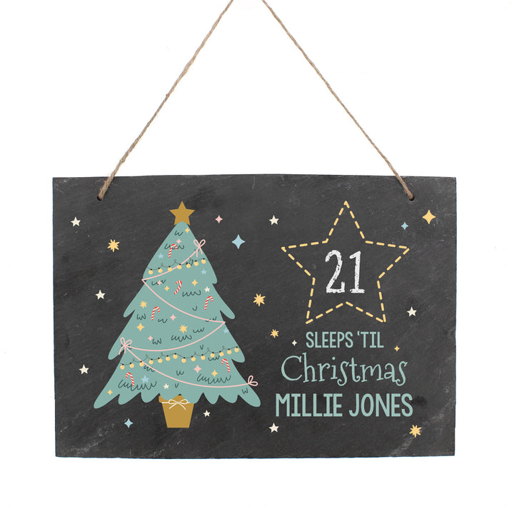 Buy Personalised Christmas Chalk Countdown Hanging Large Slate Sign available now at www.giftsfinder.co.uk