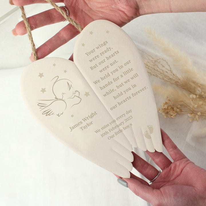 Buy Personalised Little Angel Ceramic Wings available now at www.giftsfinder.co.uk